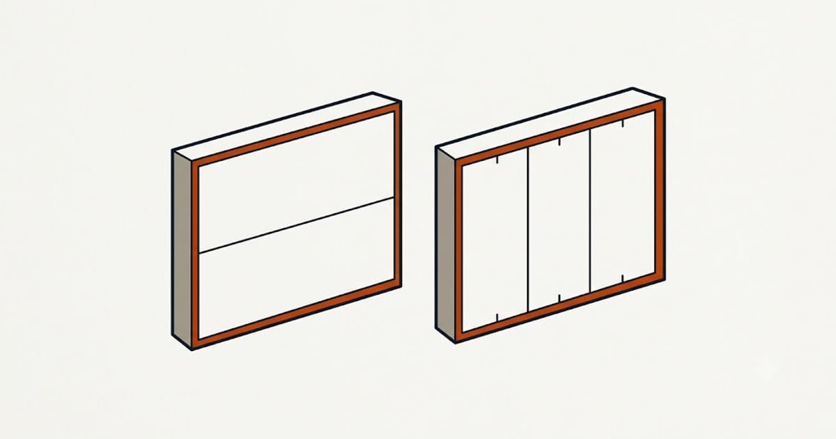 The same wall in long horizontal boards and in short vertical ones