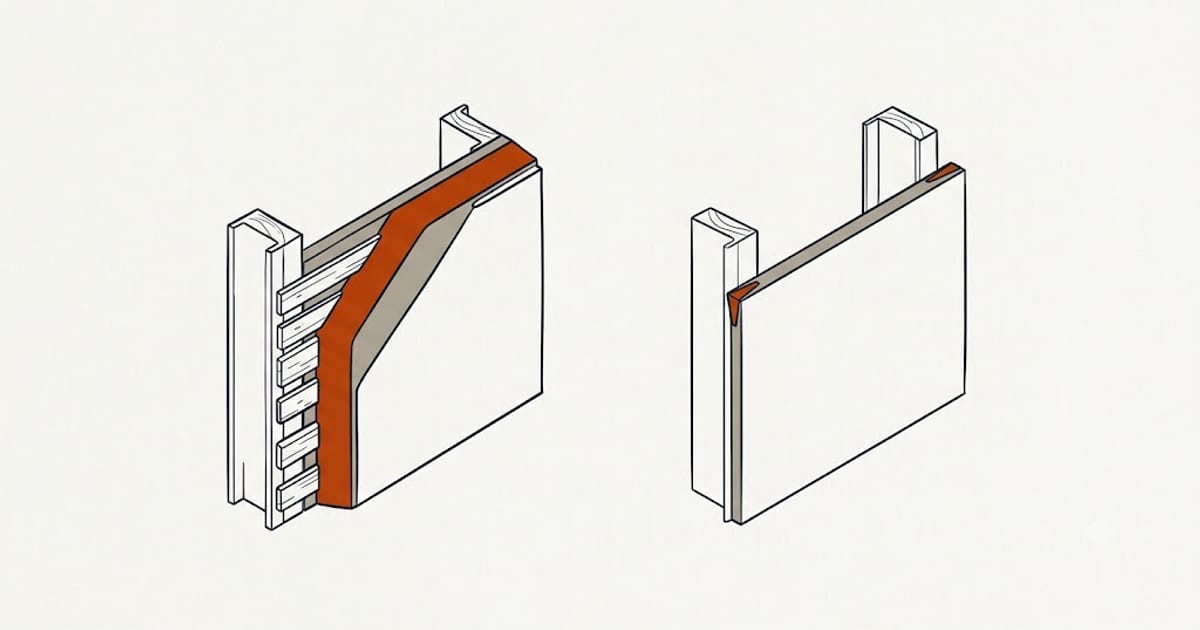 A plaster assembly against a drywall assembly