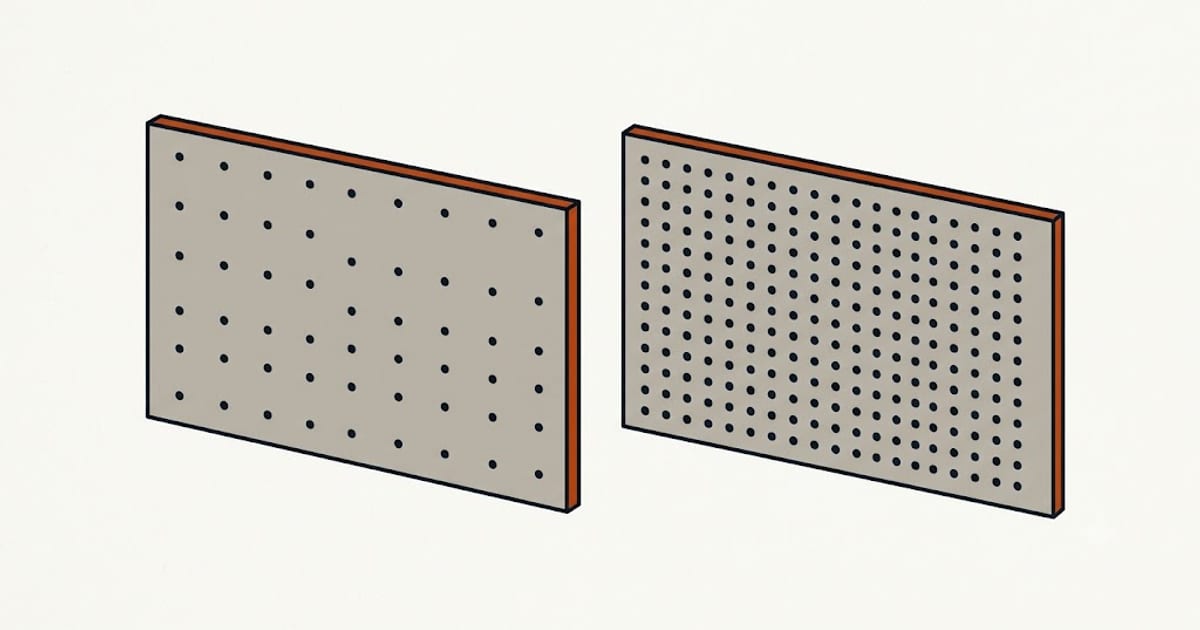 Screw positions across a drywall sheet on walls and on ceilings