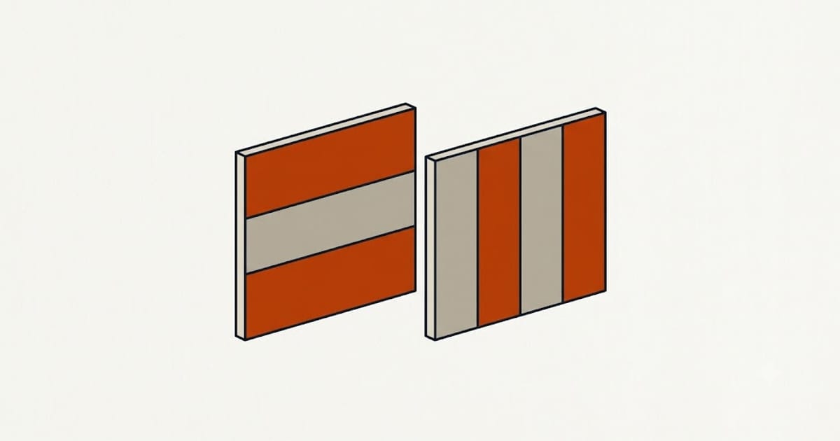 A wall covered with long horizontal sheets versus short vertical ones