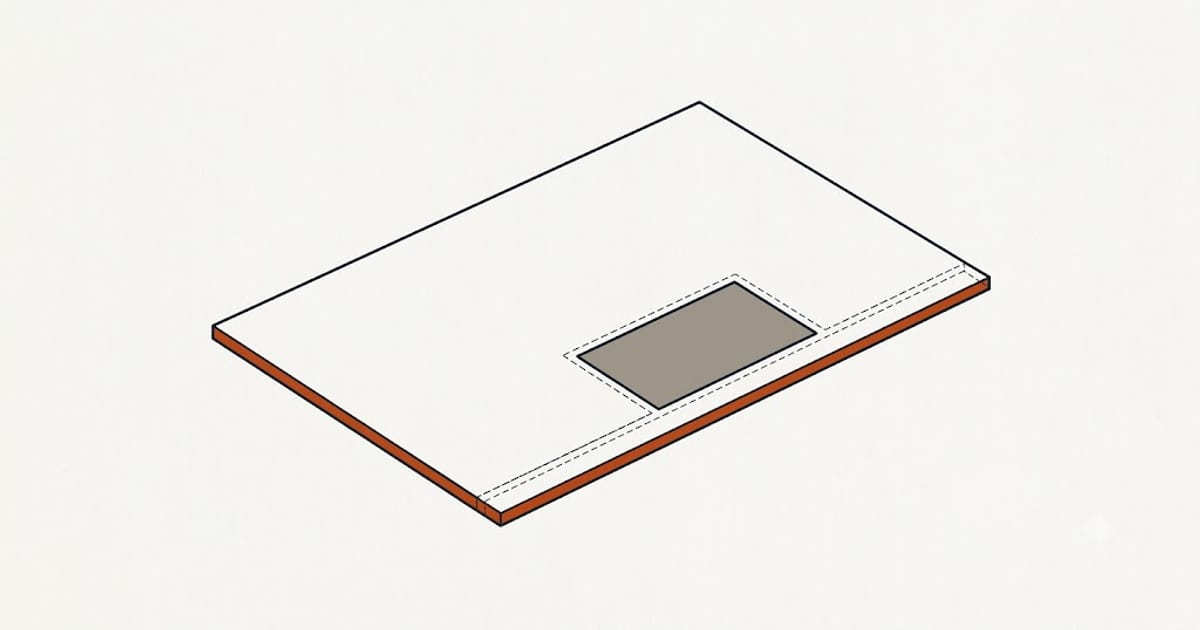 An opening cut from a sheet, and the offcut it leaves