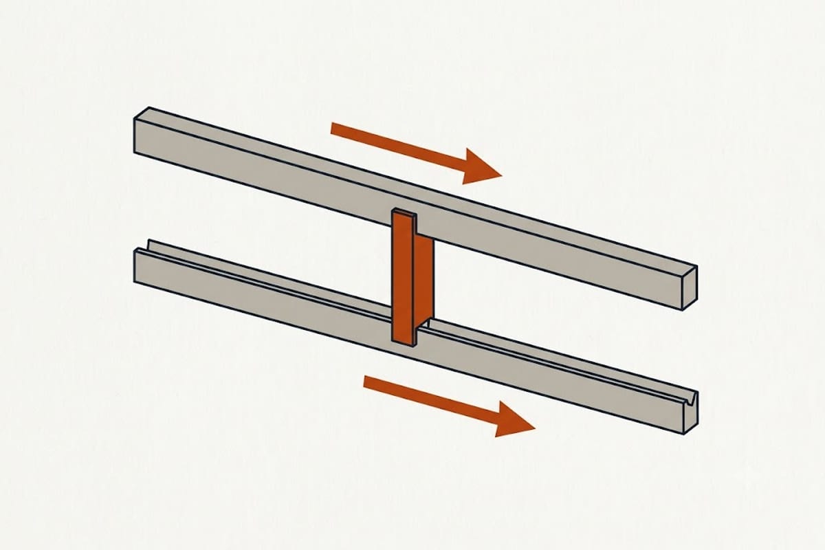 A fastener bridging the decoupled gap